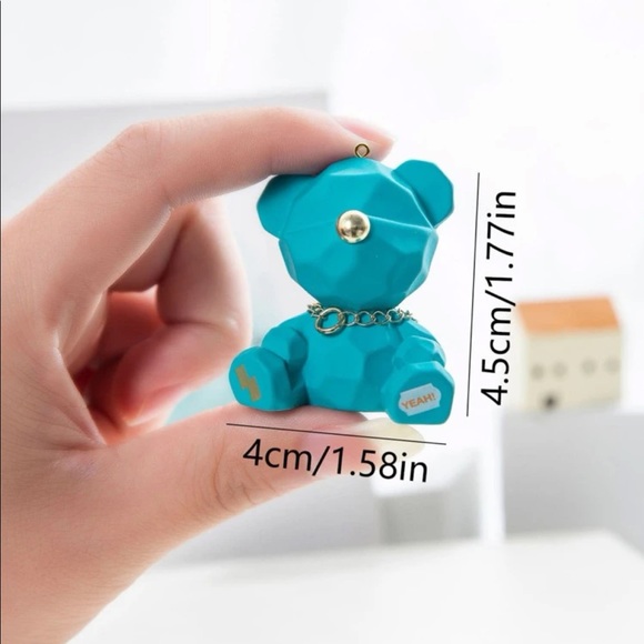 Geometric bear decor Minifigure toy statue ornament animal figure blue rabbit - Picture 3 of 7